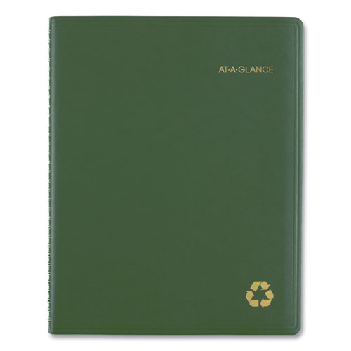 Recycled Weekly Vertical-column Format Appointment Book, 11 X 8.25, Green Cover, 12-month (jan To Dec): 2026