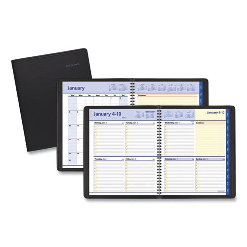 Quicknotes Weekly Block Format Appointment Book, 10 X 8, Black Cover, 12-month (jan To Dec): 2026