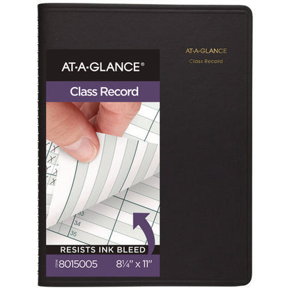 Undated Class Record Book, 35 Students, 9 To 10 Week Terms, 40-week Span, Black Cover, 10.88 X 8.25 Sheets