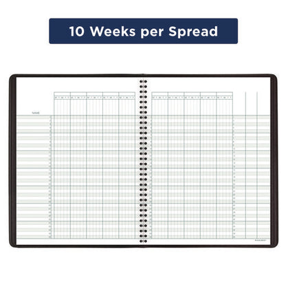 Undated Class Record Book, 35 Students, 9 To 10 Week Terms, 40-week Span, Black Cover, 10.88 X 8.25 Sheets