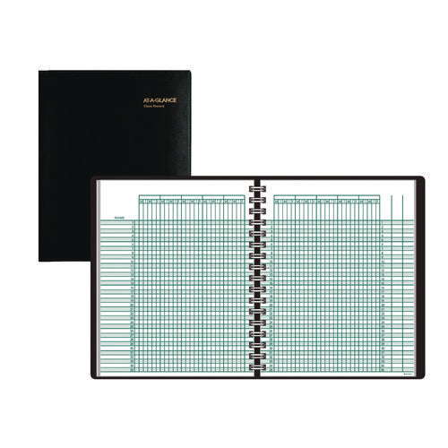 Undated Class Record Book, 35 Students, 9 To 10 Week Terms, 40-week Span, Black Cover, 10.88 X 8.25 Sheets