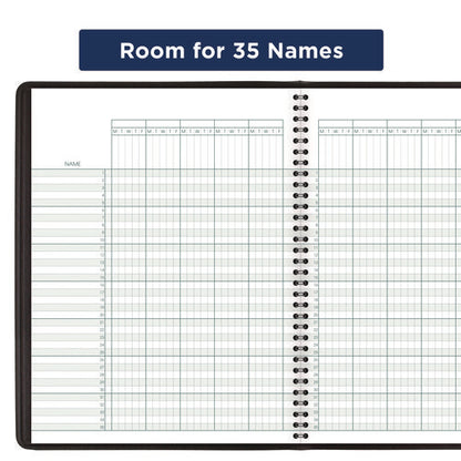 Undated Class Record Book, 35 Students, 9 To 10 Week Terms, 40-week Span, Black Cover, 10.88 X 8.25 Sheets