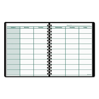 Undated Teacher's Planner, Weekly, 9 Classes, Black Cover, 10.88 X 8.25 Sheets, 12-month (july To June)