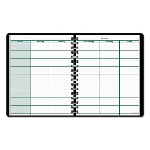 Undated Teacher's Planner, Weekly, 9 Classes, Black Cover, 10.88 X 8.25 Sheets, 12-month (july To June)