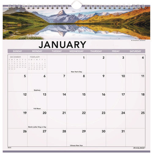 Landscape Monthly Wall Calendar, Landscapes Photography, 12 X 12, White/multicolor Sheets, 12-month (jan To Dec): 2026