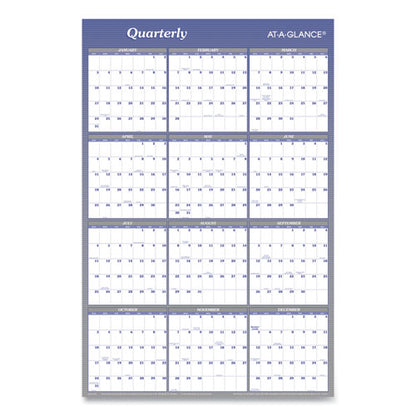 Vertical/horizontal Erasable Quarterly/monthly Wall Planner, 24 X 36, White/blue Sheets, 12-month (jan To Dec): 2026