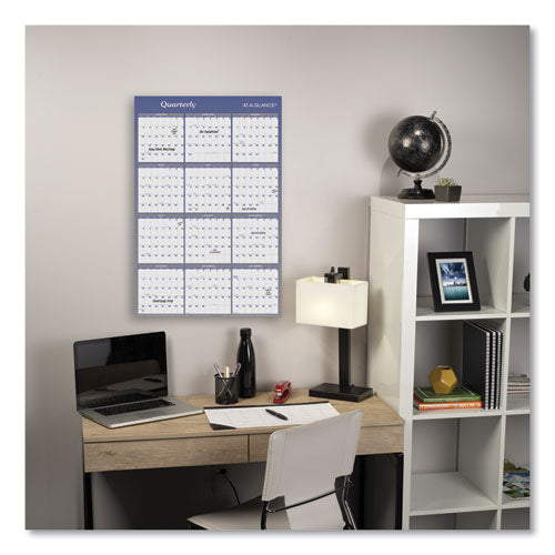 Vertical/horizontal Erasable Quarterly/monthly Wall Planner, 24 X 36, White/blue Sheets, 12-month (jan To Dec): 2026