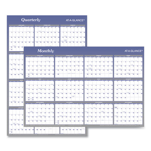 Vertical/horizontal Erasable Quarterly/monthly Wall Planner, 24 X 36, White/blue Sheets, 12-month (jan To Dec): 2026