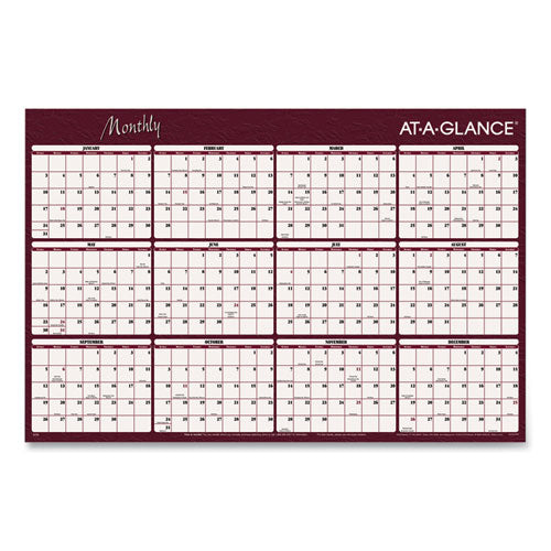Reversible Horizontal Erasable Wall Planner, 48 X 32, Assorted Sheet Colors, 12-month (jan To Dec): 2026