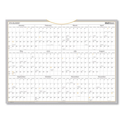 Wallmates Self-adhesive Dry Erase Yearly Planning Surfaces, 24 X 18, White/gray/orange Sheets, 12-month (jan To Dec): 2026