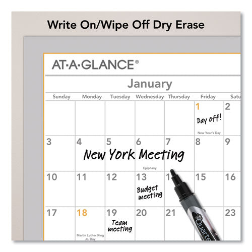Wallmates Self-adhesive Dry Erase Yearly Planning Surfaces, 24 X 18, White/gray/orange Sheets, 12-month (jan To Dec): 2026