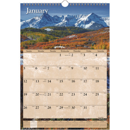 Scenic Monthly Wall Calendar, Landscape Photography, 12 X 17, White/multicolor Sheets, 12-month (jan To Dec): 2026