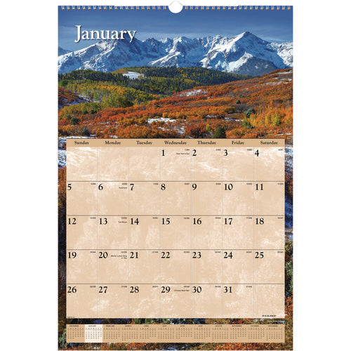 Scenic Monthly Wall Calendar, Landscape Photography, 15.5 X 22.75, White/multicolor Sheets, 12-month (jan-dec): 2026