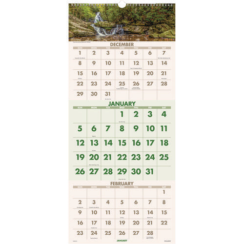 Scenic Three-month Wall Calendar, Landscape Photography, 12 X 27, White Sheets, 14-month: Dec 2025 To Jan 2027