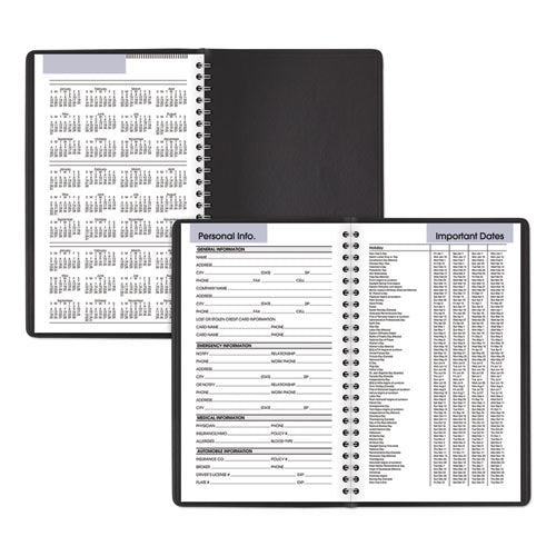 Dayminder Block Format Weekly Appointment Book, 8.5 X 5.5, Black Cover, 12-month (jan To Dec): 2026