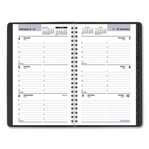 Dayminder Block Format Weekly Appointment Book, Tabbed Telephone/add Section, 8.5 X 5.5, Black, 12-month (jan To Dec): 2026