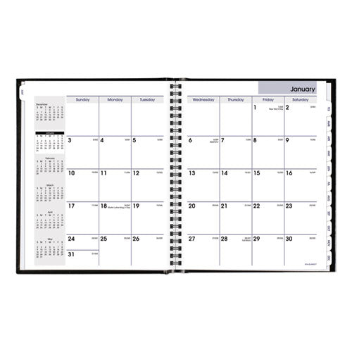 Dayminder Hard-cover Monthly Planner With Memo Section, Unruled Blocks, 8.5 X 7, Black Cover, 12-month (jan To Dec): 2026