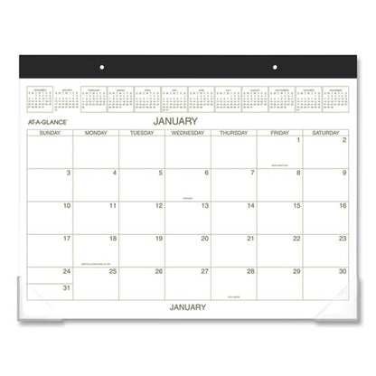 Two-color Desk Pad, 21.75 X 17, White Sheets, Black Binding, Clear Corners, 12-month (jan To Dec): 2026