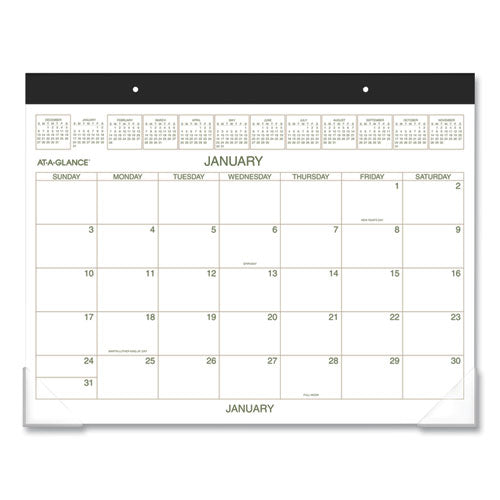 Two-color Desk Pad, 21.75 X 17, White Sheets, Black Binding, Clear Corners, 12-month (jan To Dec): 2026