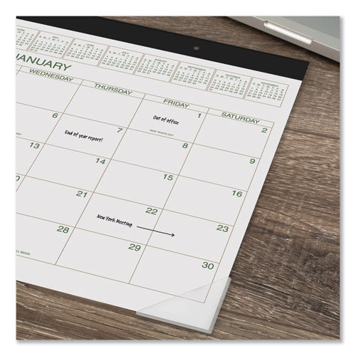 Two-color Desk Pad, 21.75 X 17, White Sheets, Black Binding, Clear Corners, 12-month (jan To Dec): 2026