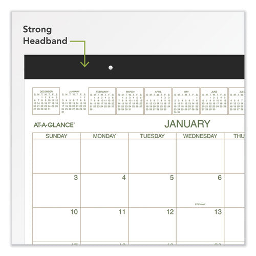 Two-color Desk Pad, 21.75 X 17, White Sheets, Black Binding, Clear Corners, 12-month (jan To Dec): 2026
