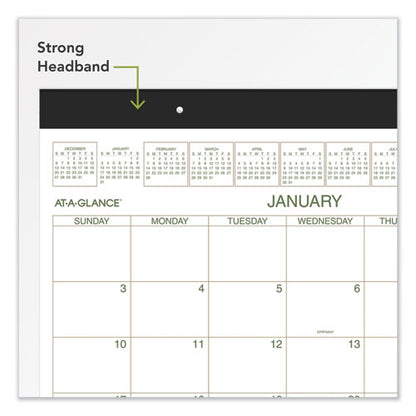 Two-color Desk Pad, 21.75 X 17, White Sheets, Black Binding, Clear Corners, 12-month (jan To Dec): 2026