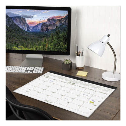 Two-color Desk Pad, 21.75 X 17, White Sheets, Black Binding, Clear Corners, 12-month (jan To Dec): 2026