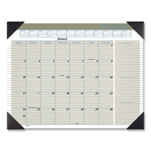Executive Monthly Desk Pad Calendar, 22 X 17, White Sheets, Black Corners, 12-month (jan To Dec): 2026