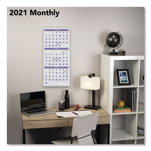Deluxe Three-month Reference Wall Calendar, Vertical Orientation, 12 X 27, White Sheets, 14-month: Dec 2025 To Jan 2027