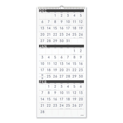 Three-month Reference Wall Calendar, Contemporary Artwork/formatting, 12 X 27, White Sheets, 15-month: Dec 2025 To Feb 2027