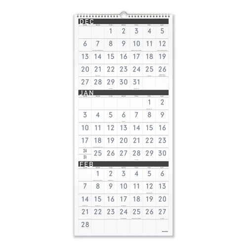 Three-month Reference Wall Calendar, Contemporary Artwork/formatting, 12 X 27, White Sheets, 15-month: Dec 2025 To Feb 2027