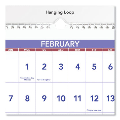 Deluxe Three-month Reference Wall Calendar, Horizontal Orientation, 24 X 12, White Sheets, 15-month: Dec 2025 To Feb 2027