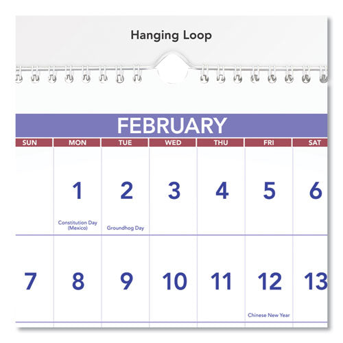 Deluxe Three-month Reference Wall Calendar, Horizontal Orientation, 24 X 12, White Sheets, 15-month: Dec 2025 To Feb 2027