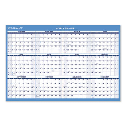 Horizontal Reversible/erasable Wall Planner, 36 X 24, White/blue Sheets, 12-month (jan To Dec): 2026