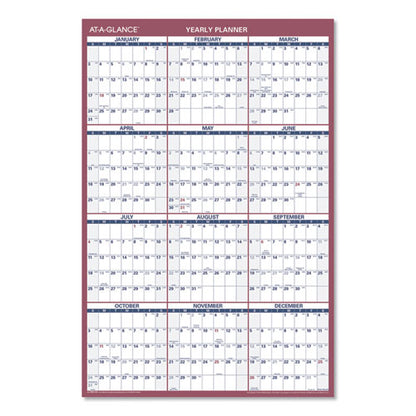 Vertical/horizontal Wall Calendar, 24 X 36, White/blue/red Sheets, 12-month (jan To Dec): 2026
