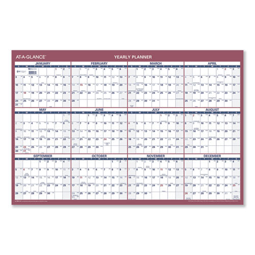 Vertical/horizontal Wall Calendar, 24 X 36, White/blue/red Sheets, 12-month (jan To Dec): 2026