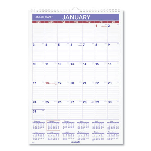 Monthly Wall Calendar With Ruled Daily Blocks, 12 X 17, White Sheets, 12-month (jan To Dec): 2026