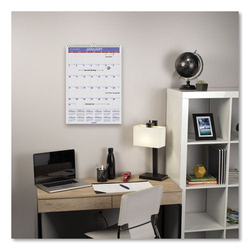 Monthly Wall Calendar With Ruled Daily Blocks, 12 X 17, White Sheets, 12-month (jan To Dec): 2026