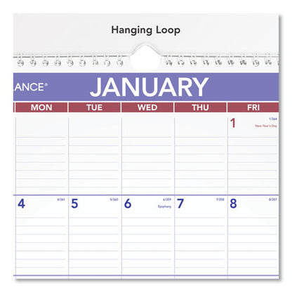 Monthly Wall Calendar With Ruled Daily Blocks, 12 X 17, White Sheets, 12-month (jan To Dec): 2026