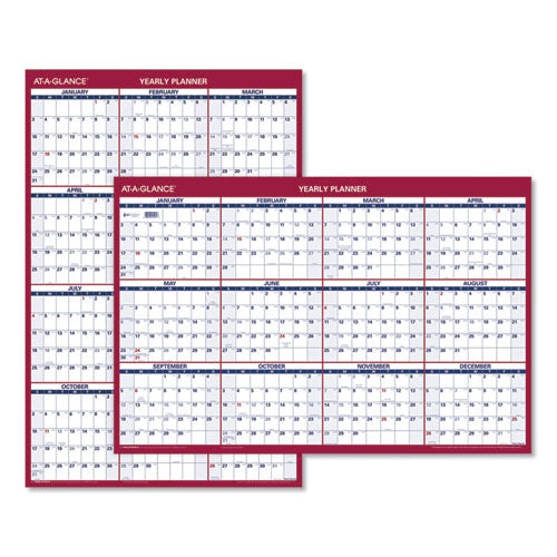 Erasable Vertical/horizontal Wall Planner, 24 X 36, White/blue/red Sheets, 12-month (jan To Dec): 2026