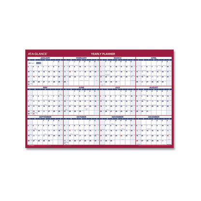 Erasable Vertical/horizontal Wall Planner, 24 X 36, White/blue/red Sheets, 12-month (jan To Dec): 2026