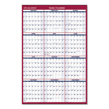 Erasable Vertical/horizontal Wall Planner, 24 X 36, White/blue/red Sheets, 12-month (jan To Dec): 2026
