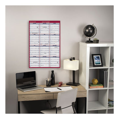 Erasable Vertical/horizontal Wall Planner, 24 X 36, White/blue/red Sheets, 12-month (jan To Dec): 2026