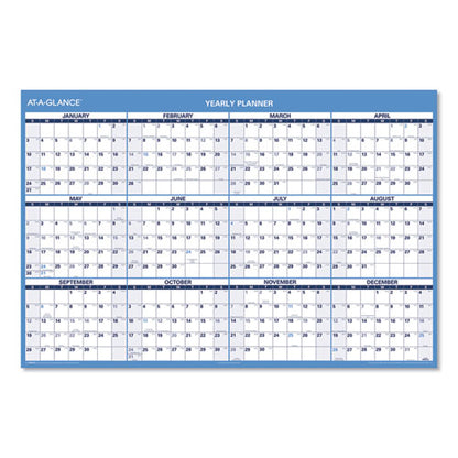 Horizontal Reversible/erasable Wall Planner, 48 X 32, White/blue Sheets, 12-month (jan To Dec): 2026