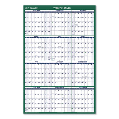 Vertical Erasable Wall Planner, 32 X 48, White/green Sheets, 12-month (jan To Dec): 2026