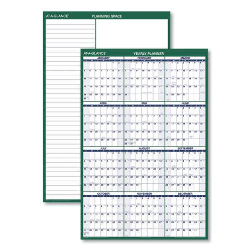 Vertical Erasable Wall Planner, 32 X 48, White/green Sheets, 12-month (jan To Dec): 2026
