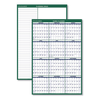 Vertical Erasable Wall Planner, 32 X 48, White/green Sheets, 12-month (jan To Dec): 2026
