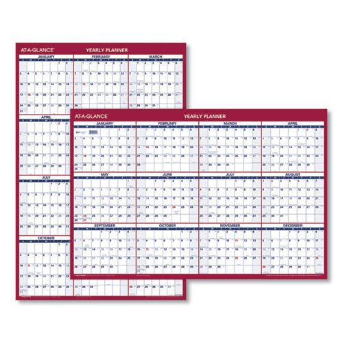 Erasable Vertical/horizontal Wall Planner, 32 X 48, White/blue/red Sheets, 12-month (jan To Dec): 2026
