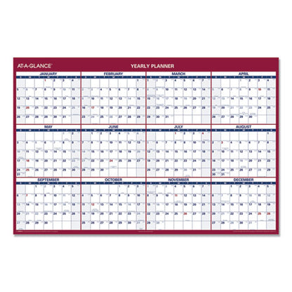 Erasable Vertical/horizontal Wall Planner, 32 X 48, White/blue/red Sheets, 12-month (jan To Dec): 2026