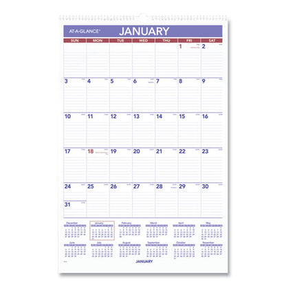 Monthly Wall Calendar With Ruled Daily Blocks, 15.5 X 22.75, White Sheets, 12-month (jan To Dec): 2026